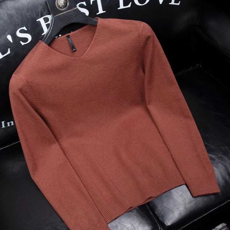 Men's Sweaters Men's 2023 Autumn and Winter Pullover V-neck Spliced Sweater Knitted Solid Color Fashion Commuter Versatile Long sleeved Tops - view 6