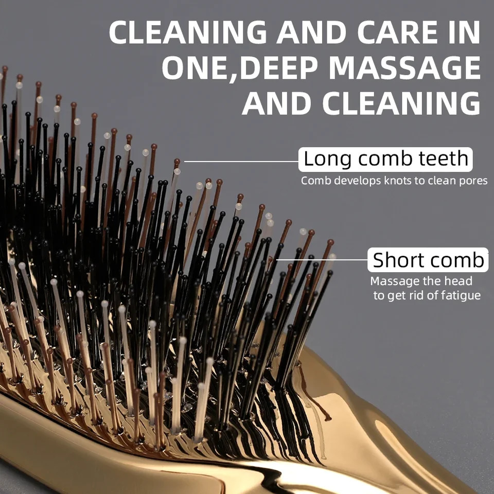 Massage Comb Fine Air Cushion Comb with Electroplated Crafted Wet And Dry Hair Comb Cleansing Massage Scalp Upscale For Woman 261027 - view 5
