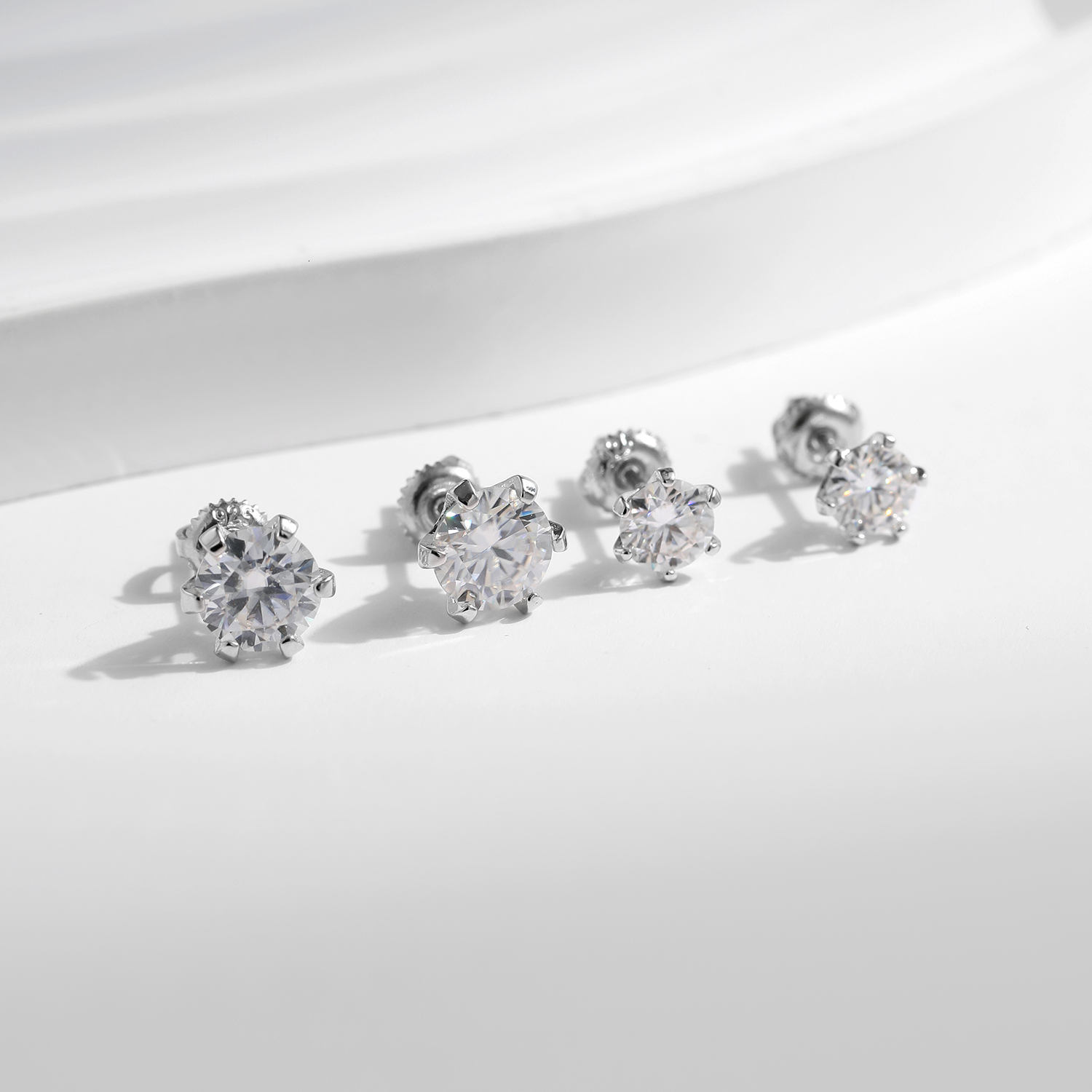 925 Sterling Silver Sparkling Wedding Platinum Plated Ear Studs for Women 1 ct D Color Moissanite Stud Earrings - view 5