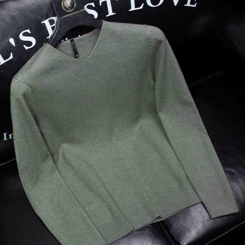 Men's Sweaters Men's 2023 Autumn and Winter Pullover V-neck Spliced Sweater Knitted Solid Color Fashion Commuter Versatile Long sleeved Tops - view 5