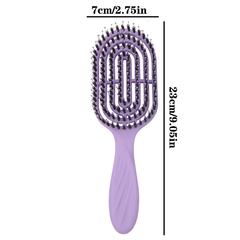 Hair Brush Boar Bristle Massage Comb -static Hair Scalp Styling Detangling Hollow Out Nylon Teeth Comb Air Bag Comb 261027 - view 6