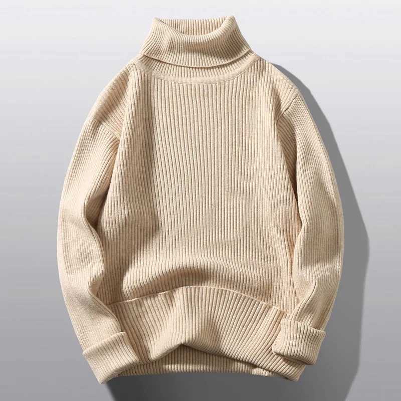 Men's Sweaters Men Thick Vertical Ribbed Turtleneck Sweater Soft Warm Knitted Pullover Solid Color Loose Fit Long sleeve Pullover Sweater H261026 - view 1