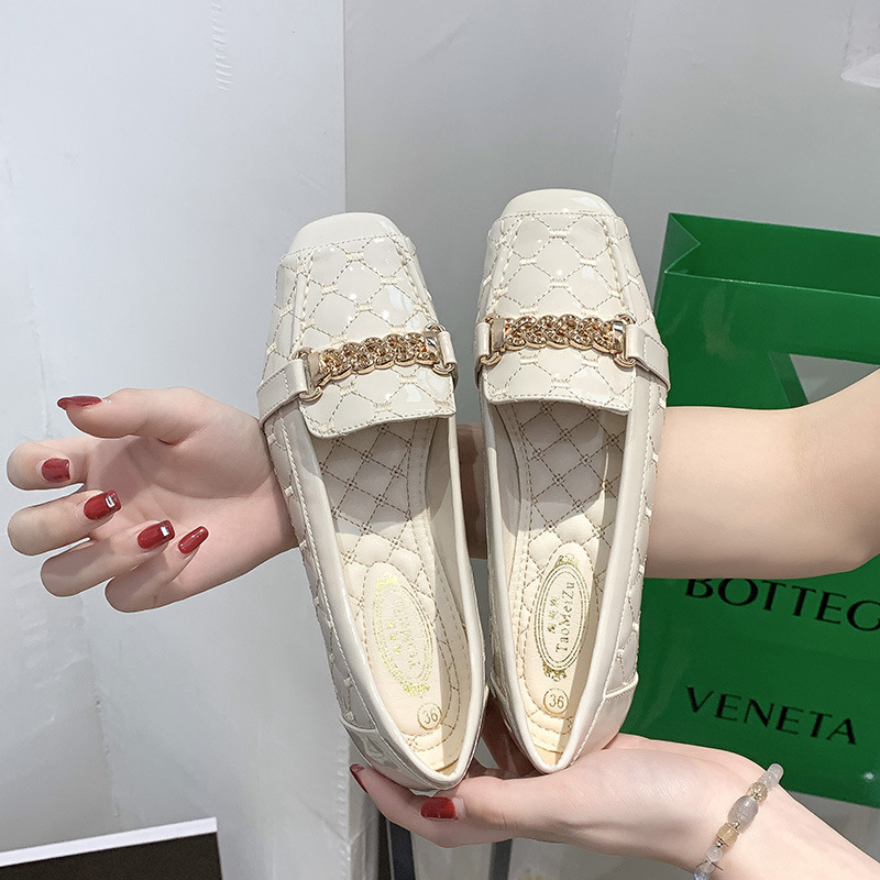 Ankle Strap Cutout flat shoes woman square toe soft leather ballet flats shiny sier slip on loafers women designer espadrilles s - view 5