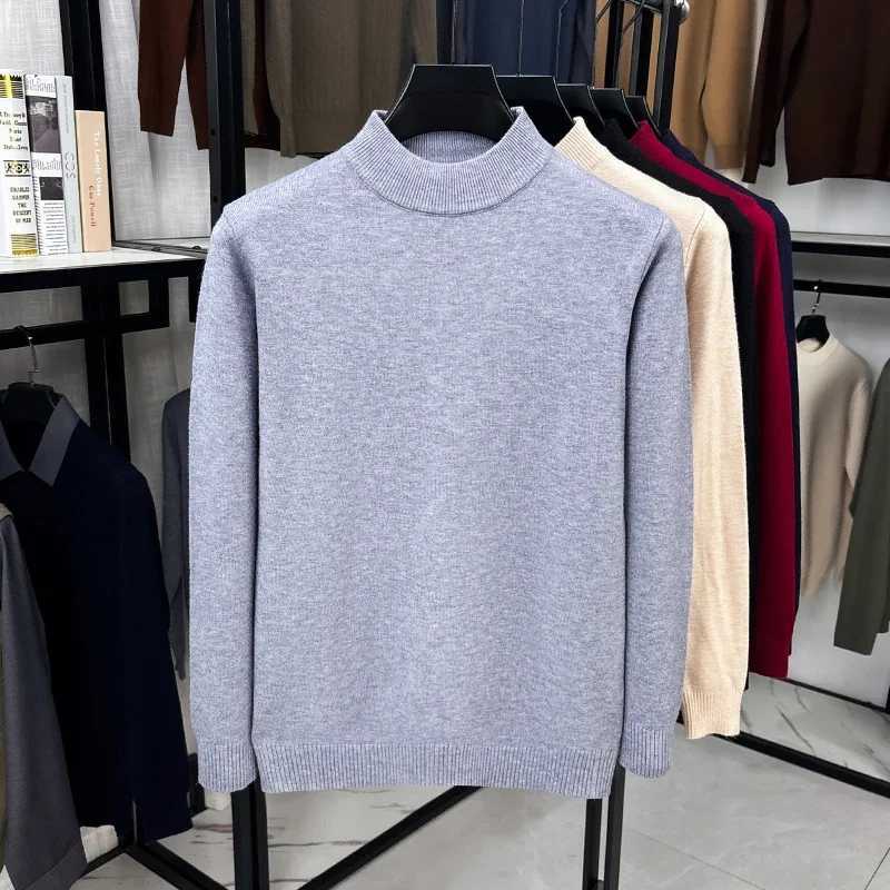 Men's Sweaters Soft Knit Men Mock Neck Longsleeve Sweater SolidColor Plain Pullover Casual Business Knitwear for Men H261026 - view 7
