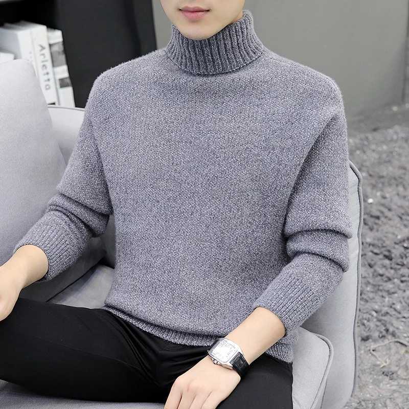 Men's Sweaters Warm Mens Sweaters Casual Turtleneck Pullovers Men Winter Black High Neck Sweater Man Long sleeve Knitwear Men's Clothing Top - view 3