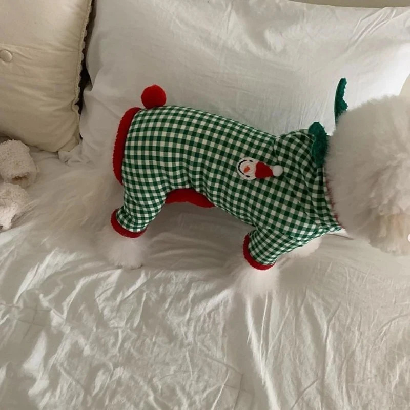Christmas Snowman Teddy Dress Pet Warm Hoodie for Autumn and Winter Checked Clothes for Small Dogs Winter Bichon Skirt 261027 - view 5