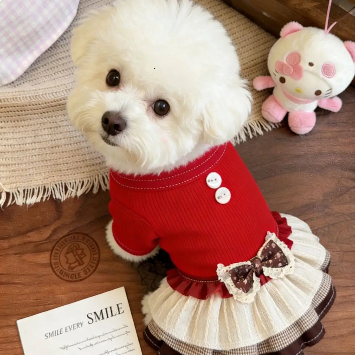 Pet Christmas Autumn Winter Dress Cute Puppy Teddy Dog Princess Dress Soft Warm Small Dog Clothes Outfit For Small Dogs 261027 - view 5