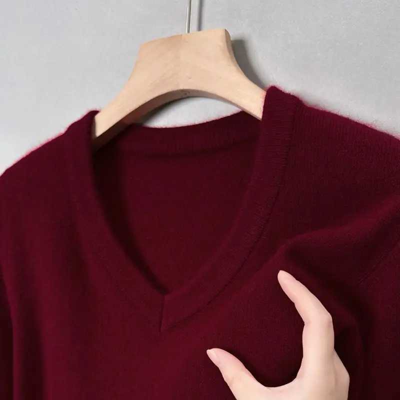 Men's Sweaters Men's Knitted Warm V-neck Pullovers Ribbed Solid Slim Fit Classic Black Gray Sweater for Man Autumn Spring Top Jumpers Clothe - view 4