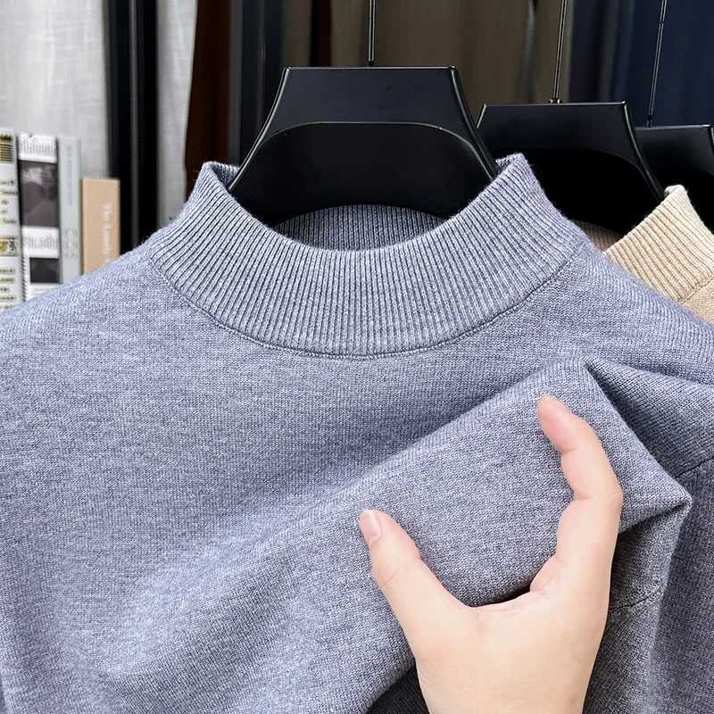 Men's Sweaters Soft Knit Men Mock Neck Longsleeve Sweater SolidColor Plain Pullover Casual Business Knitwear for Men H261026 - view 5