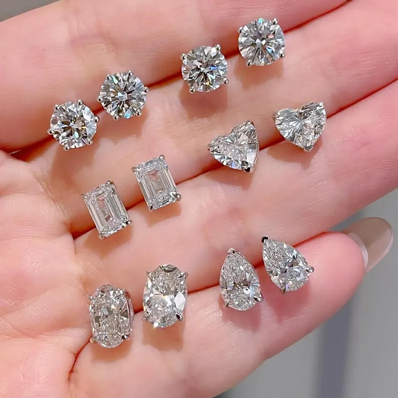 Igi Gia Certified HPHT CVD Lab Grown Made Created Diamond 14k 18k Solid Gold 4 Prong Earrings Stud Lab Grown Studs 1 2 3 Carat - view 3
