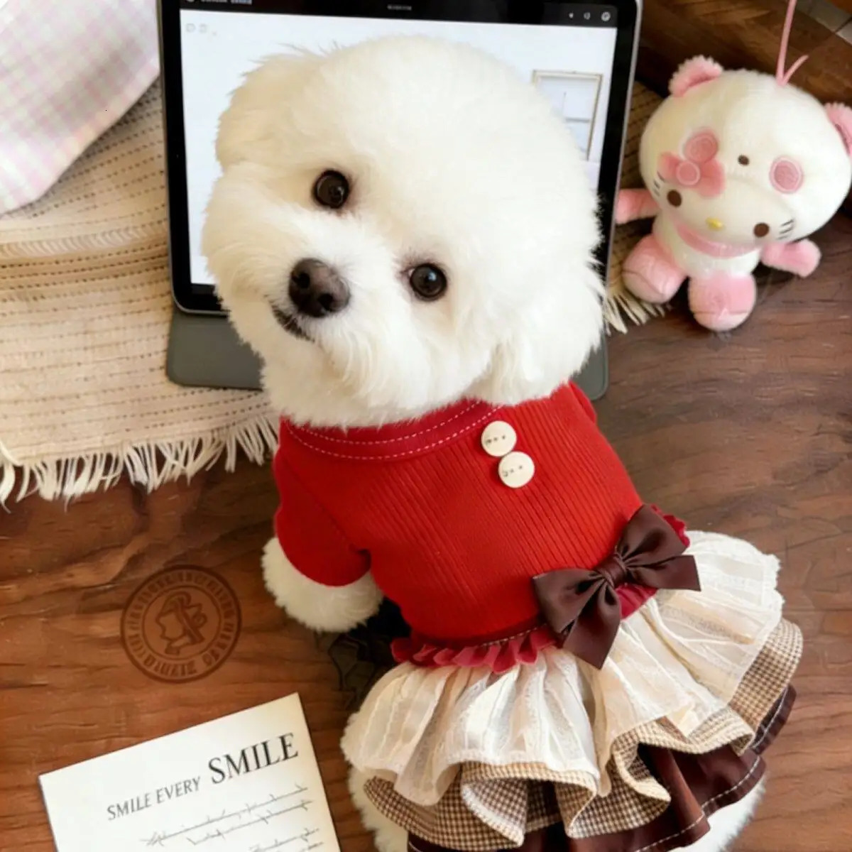 Pet Christmas Autumn Winter Dress Cute Puppy Teddy Dog Princess Dress Soft Warm Small Dog Clothes Outfit For Small Dogs 261027 - view 3