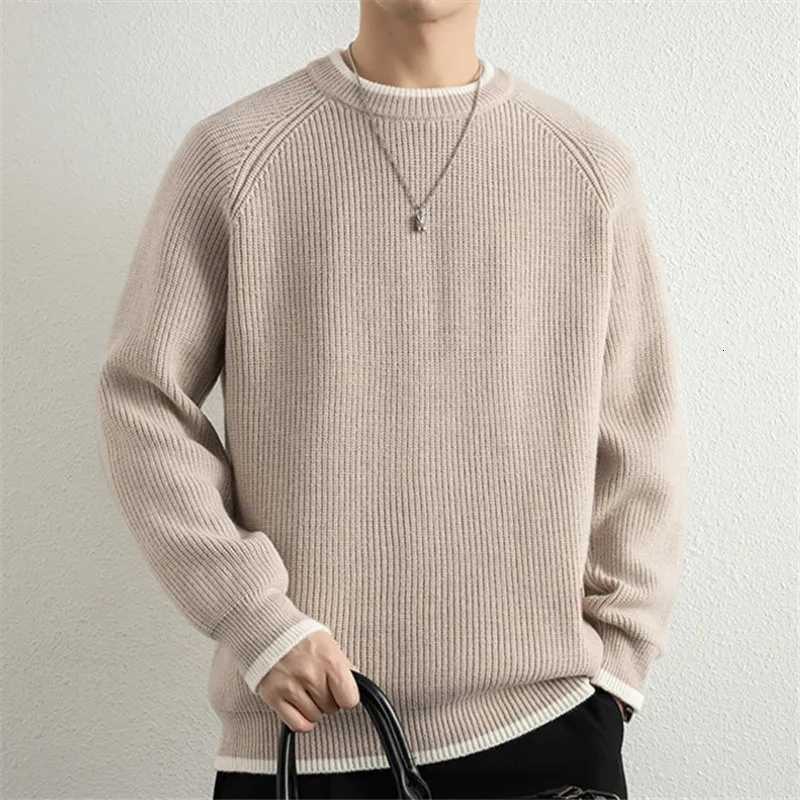 Men's Sweaters Autumn Winter Fashion Knit Sweater Men Patchwork Hole Casual Pullovers O-Neck Youthful Vitality Knitted Pullover Sweaters Men H261 - view 7