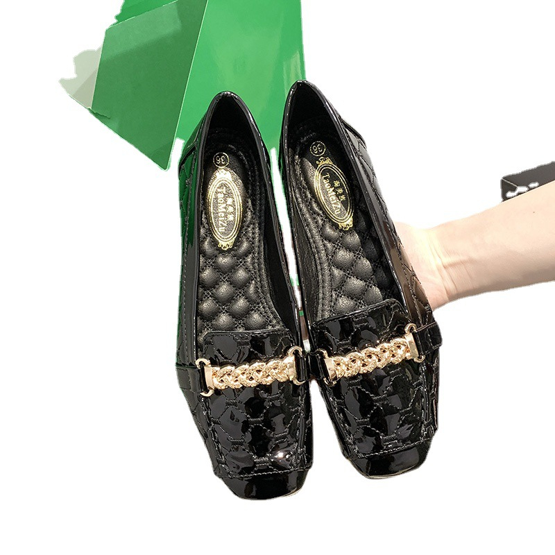 Ankle Strap Cutout flat shoes woman square toe soft leather ballet flats shiny sier slip on loafers women designer espadrilles s - view 9