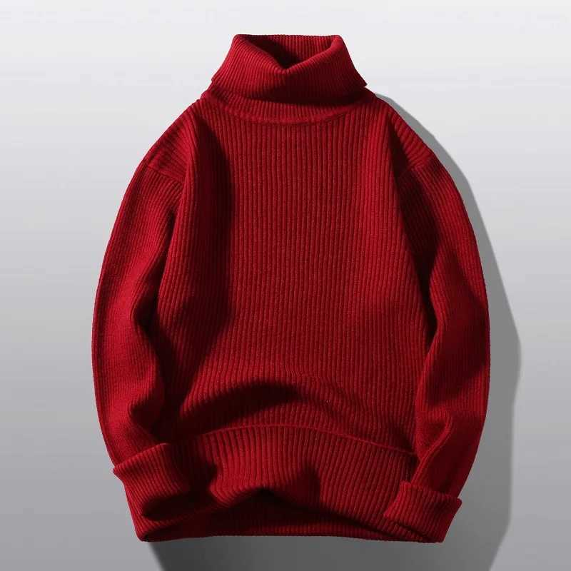 Men's Sweaters Men Thick Vertical Ribbed Turtleneck Sweater Soft Warm Knitted Pullover Solid Color Loose Fit Long sleeve Pullover Sweater H261026 - view 5
