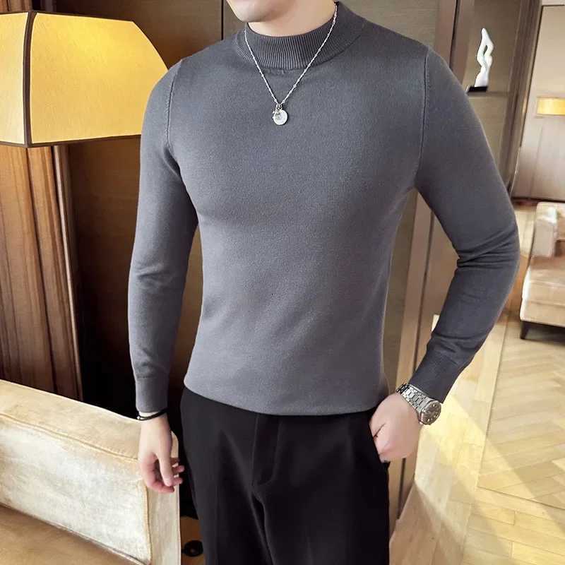 Men's Sweaters 12 Colors Half High Neck Men's Sweater Autumn Winter Korean Solid Color Knitted Pullover Men Long sleeve Slim Fit Casual Swea - view 6