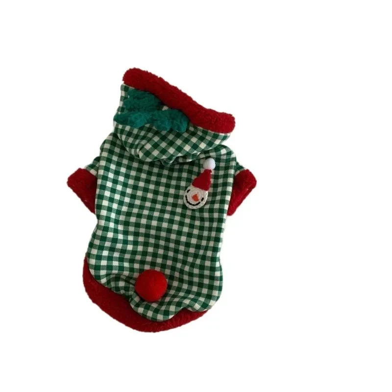 Christmas Snowman Teddy Dress Pet Warm Hoodie for Autumn and Winter Checked Clothes for Small Dogs Winter Bichon Skirt 261027 - view 6