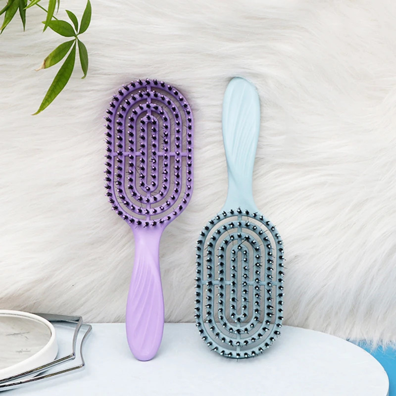 Hair Brush Boar Bristle Massage Comb -static Hair Scalp Styling Detangling Hollow Out Nylon Teeth Comb Air Bag Comb 261027 - view 3