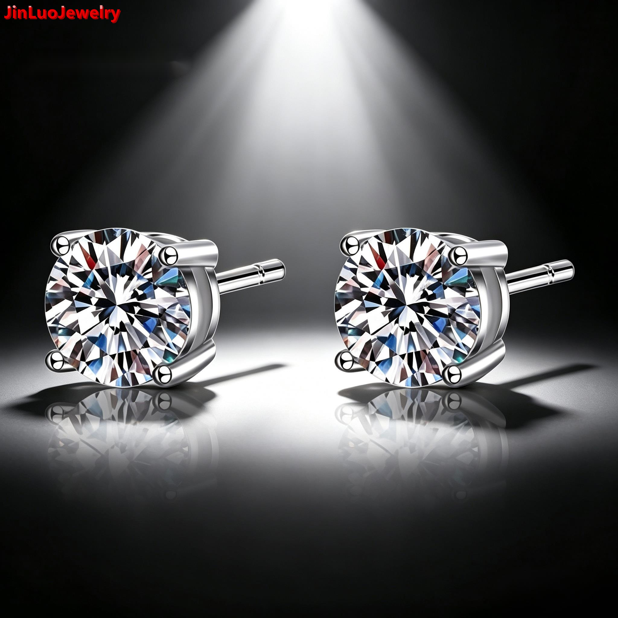 Latest Edition Trendy Moissanite 1-3CT Brilliant Cut Stud Earrings Women S925 Silver Rhodium Plated Claw Setting GRA Certified