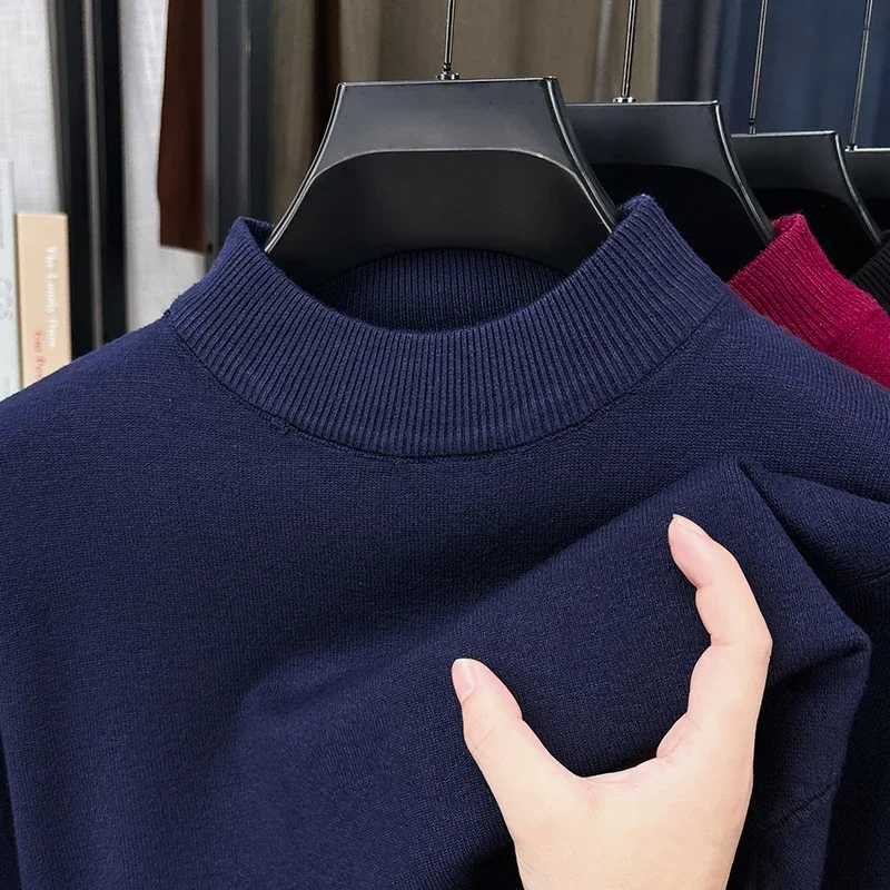 Men's Sweaters Soft Knit Men Mock Neck Longsleeve Sweater SolidColor Plain Pullover Casual Business Knitwear for Men H261026 - view 1
