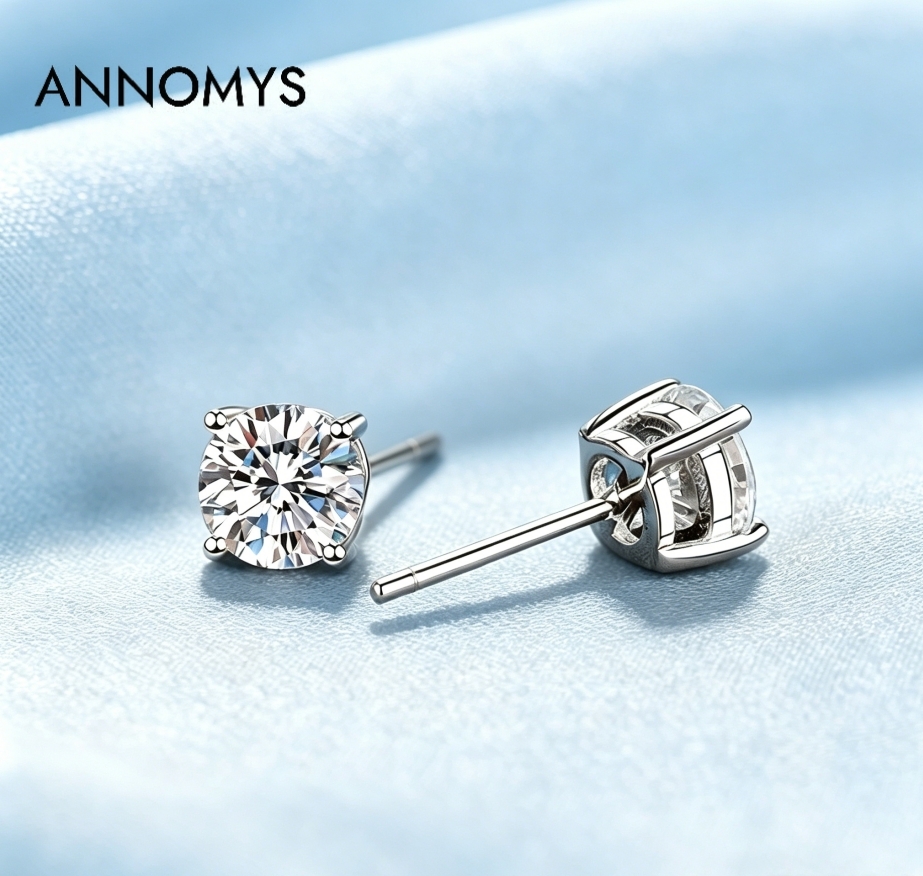 Latest Edition Trendy Moissanite 1-3CT Brilliant Cut Stud Earrings Women S925 Silver Rhodium Plated Claw Setting GRA Certified - view 4