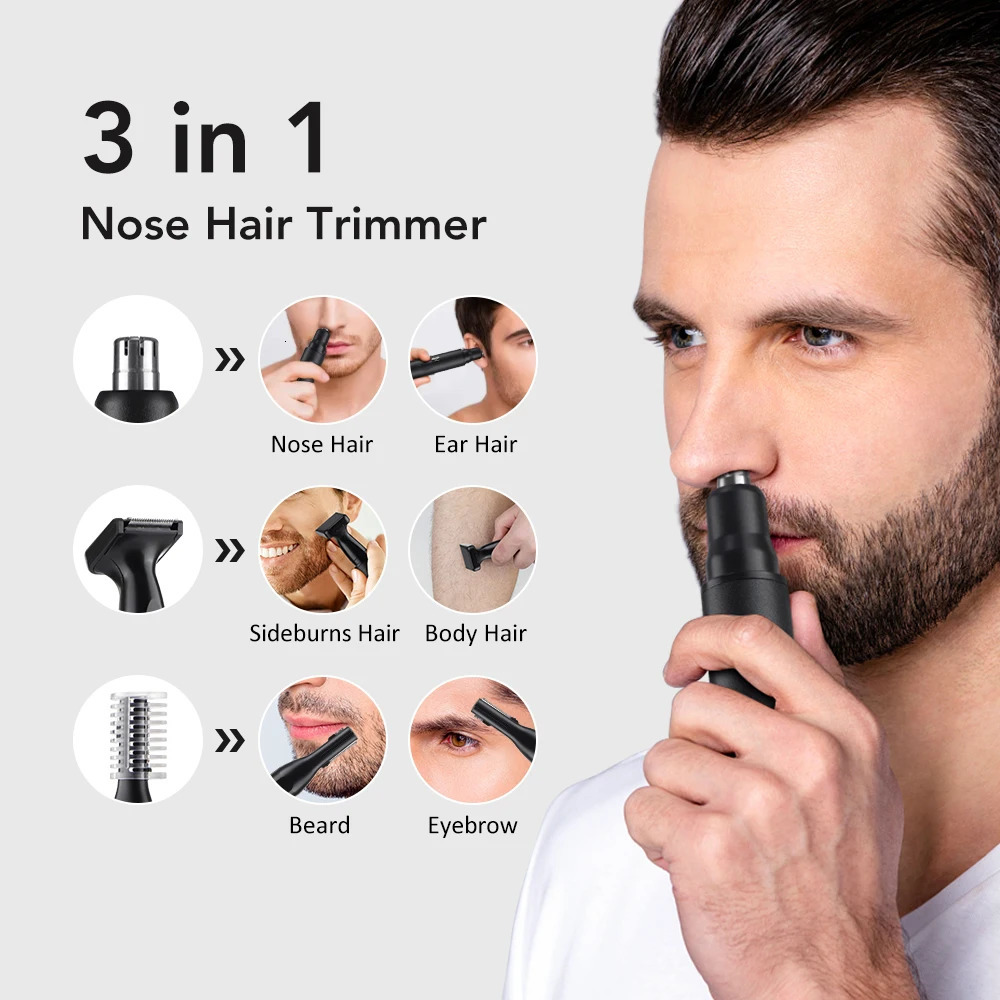Electric Nose Ear Hair Trimmer for Men Painless Rechargeable Sideburns Eyebrows Beard 3 in 1 Hair Clipper Shaver 261027 - view 5