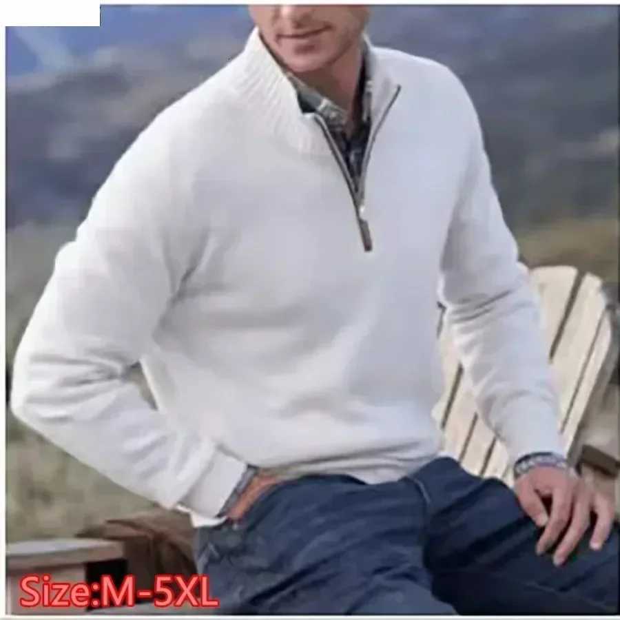 Men's Sweaters Men's Warm Zipper Sweaters Autumn Winter Solid Stand Collar Knitted Pullovers Wool Knitwear Casual Comfort Sweaters for Men H
