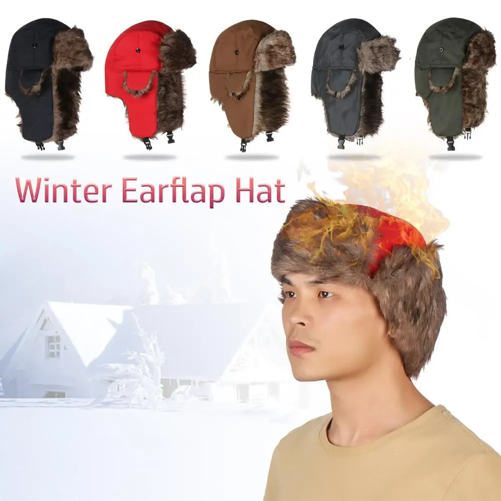 High Quality Earflap Trapper Winter Cap Causal Russian Ushanka Ski Hat Simple Warm Useful Hats for Men Women 261022 - view 3