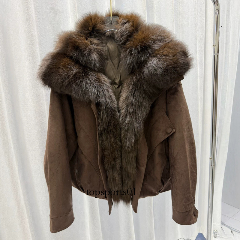 Winter natural fox fur trim jacket, new women's style, American retro design, loose-fitting down jacket