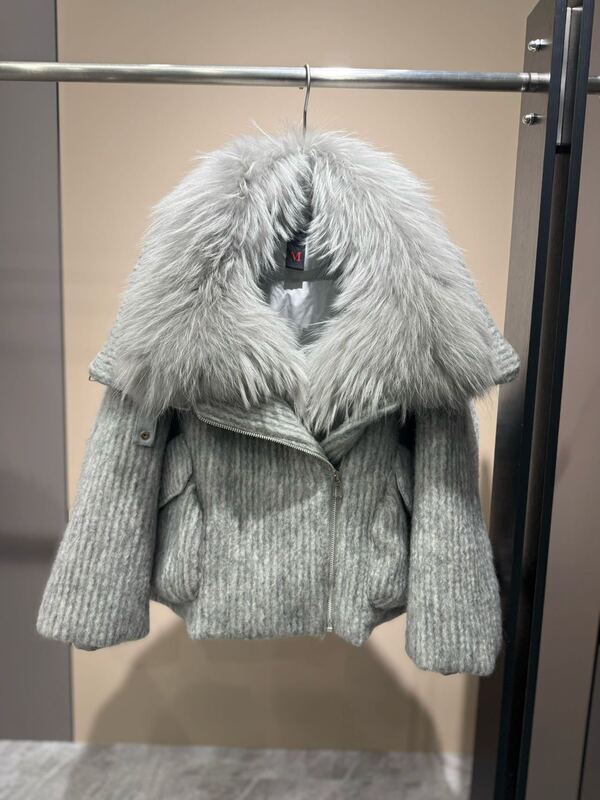European version 2026 winter new wool raccoon fur collar down jacket women's short style elegant thickened coat - view 6