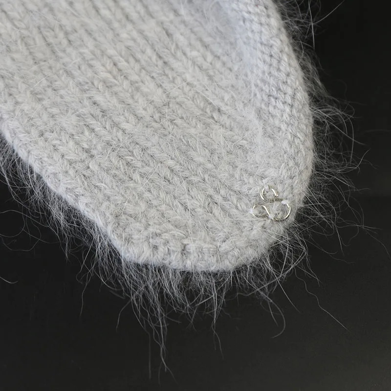 angora knitted hat rabbit fur beanies for women cold warm thick knit fluffy Earflap Russian Hat Outdoor Skiing Ushanka Trapper 261022 - view 7