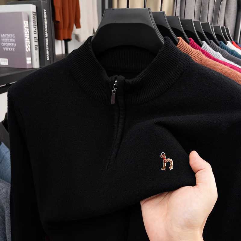 Men's Sweaters Man Long sleeved Knitted Sweater Mock Neck Zipper Exquisite Embroidery Autumn Winter New Pullover Leisure Warmth Sweater H261026 - view 7