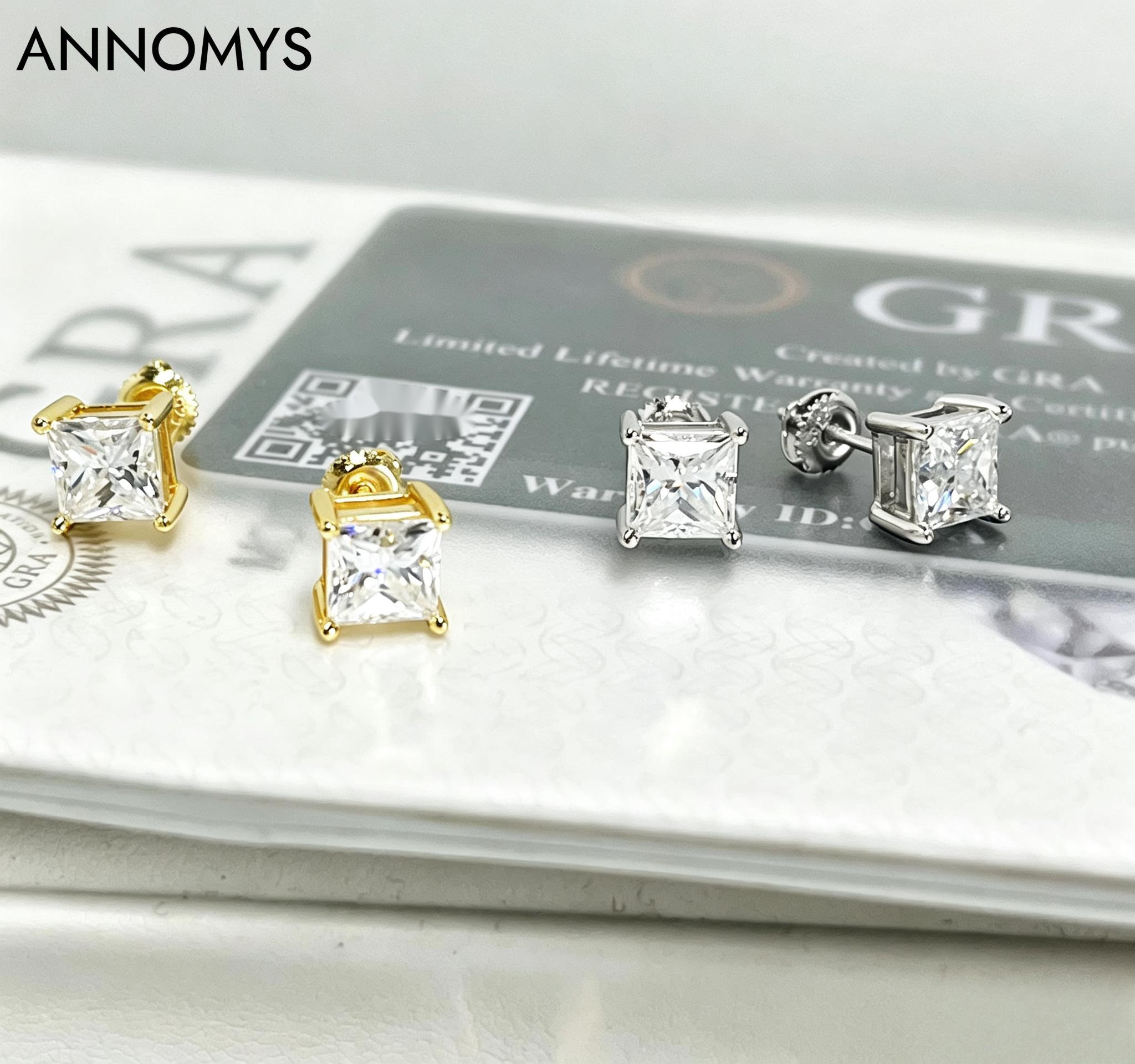 1CT 2CT Princess Cut Stud Earrings for Women S925 Silver with Moissanite diamond Princess Shape GRA Certificate Fine Jewelry - view 4