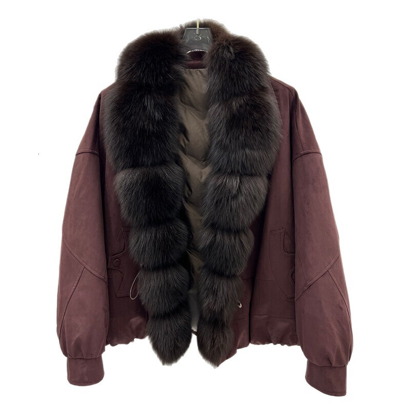 26 Winter New Style Women's Short Down Jacket with Large Real Thickened and Warm, Fox Fur Collar, Suede Parka - view 6