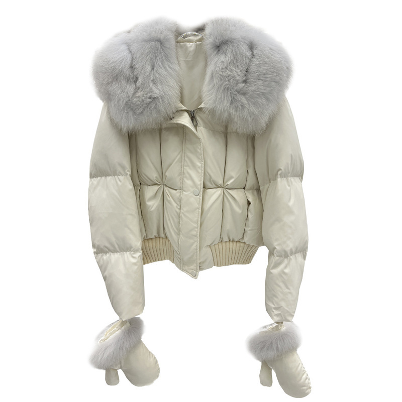 New autumn and winter cross-border fashion short down jacket for women with real fox fur large collar, light luxury, stylish, warm, high-waisted coat - view 6