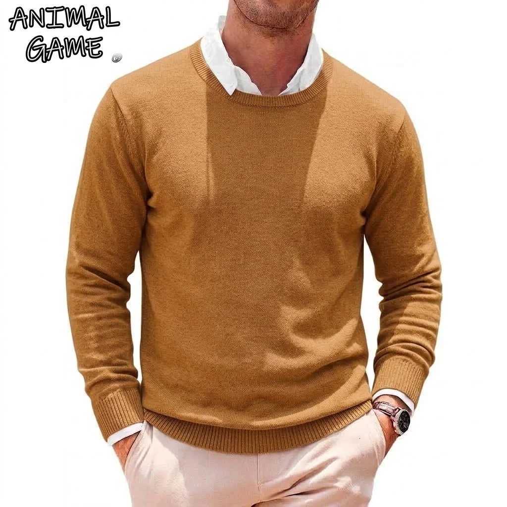 Men's Sweaters New Men's Casual Crewneck Knit Sweater Autumn Soft Jumper Elegant Long sleeve Business Pullover Winter Outwear Knitted Workwe