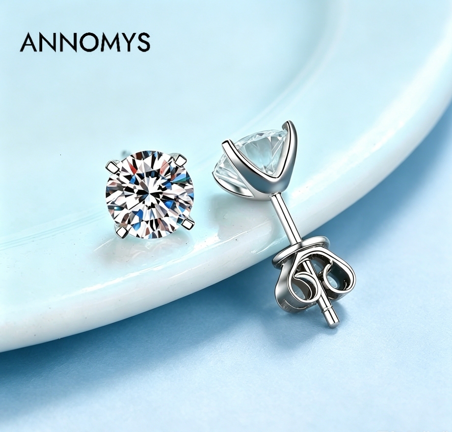Latest Edition Trendy Moissanite 1-3CT Brilliant Cut Stud Earrings Women S925 Silver Rhodium Plated Claw Setting GRA Certified - view 6