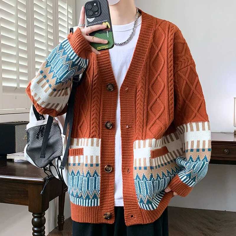 Men's Sweaters 2026 Fall Winter New Style Men's Knitted Open Cardigan Trendy Loose Twist Lazy Style Sweater Coat Couple's V-neck Knitwe - view 3