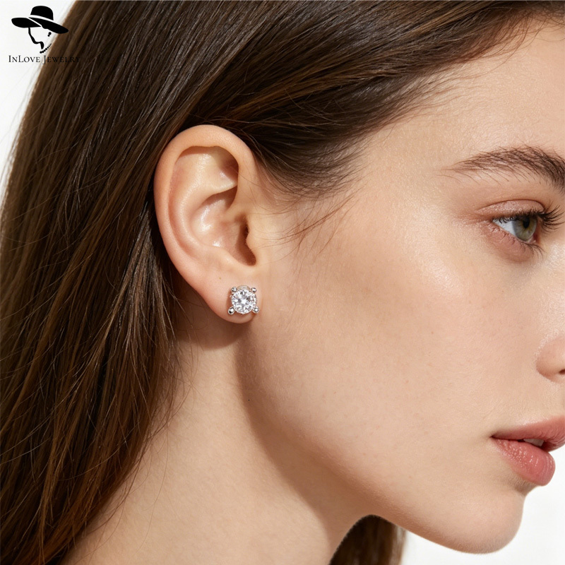GRA CertificatePass Diamond Tester Hip Hop Classic Gold Plated 925 Silver VVS Moissanite Stud Earrings Men and Women - view 4