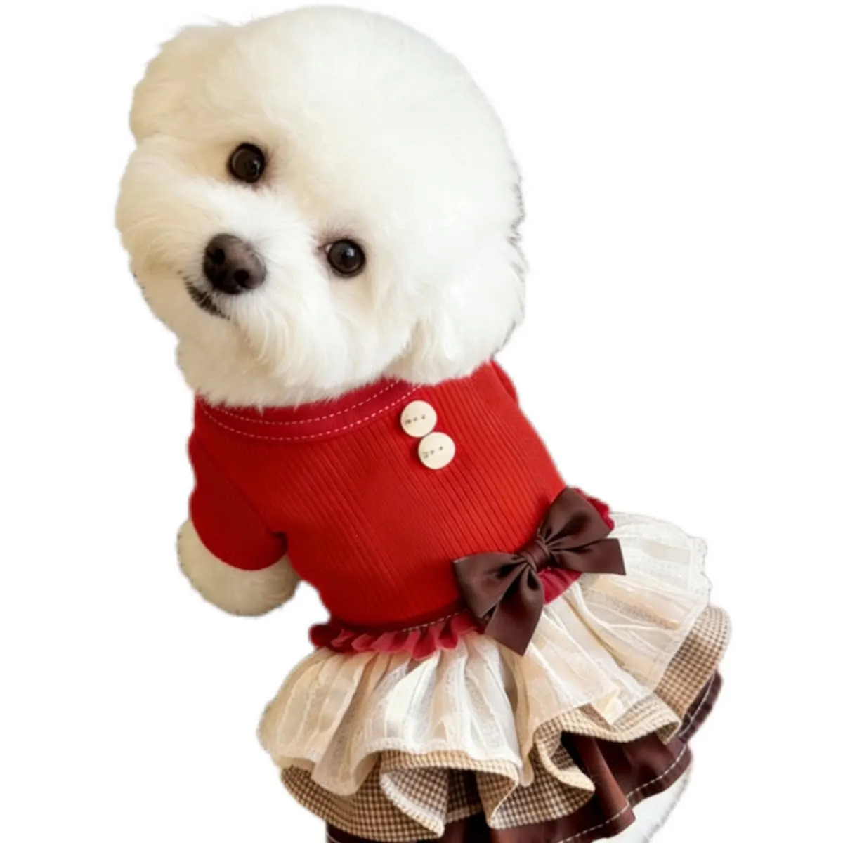 Pet Christmas Autumn Winter Dress Cute Puppy Teddy Dog Princess Dress Soft Warm Small Dog Clothes Outfit For Small Dogs 261027 - view 6