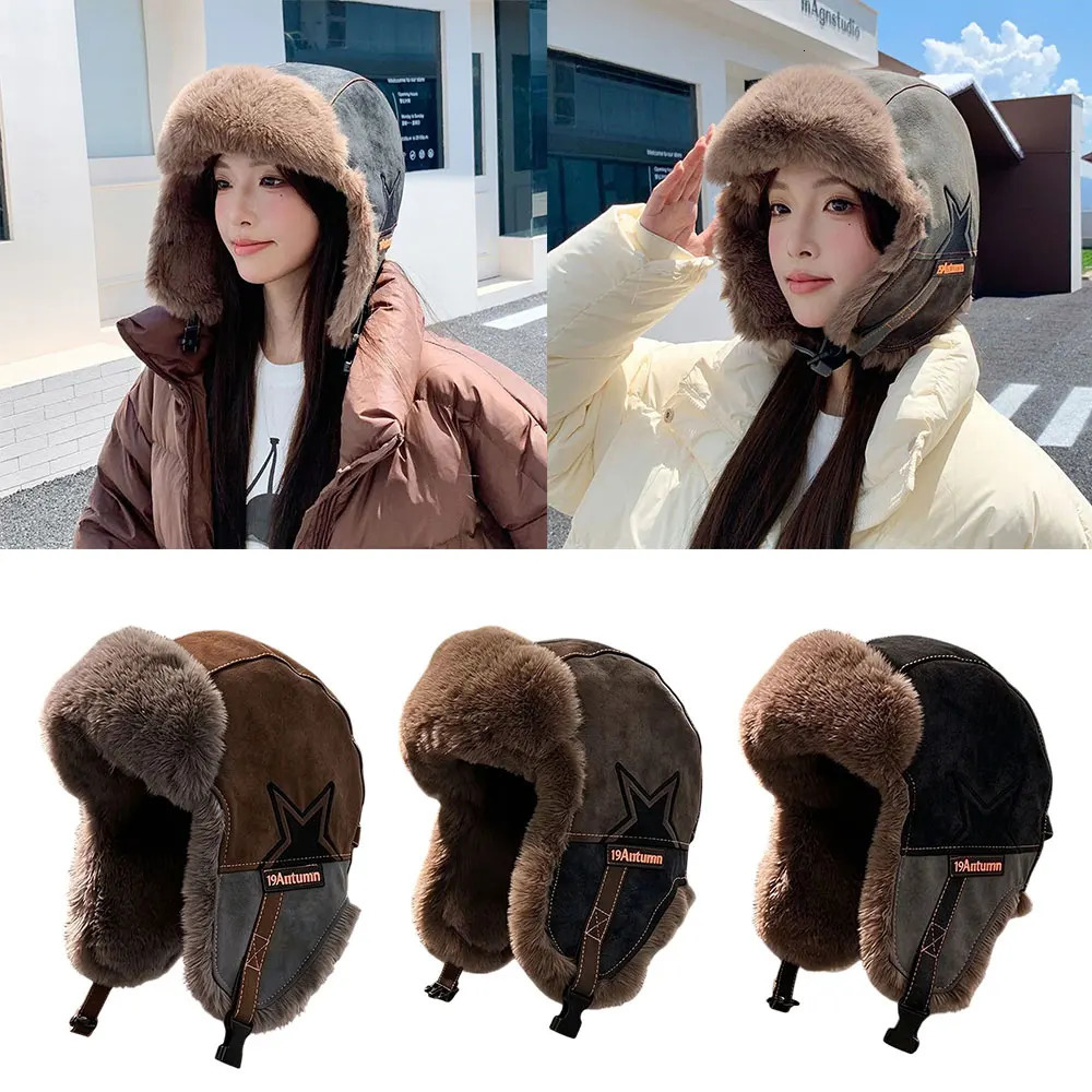 1pc Winter Warm Trapper Pilot Caps For Men Women Outdoor Hat Faux Leather Earflap Cold Weather Bomber Hats 261022 - view 6