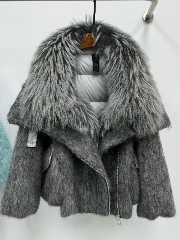 European version 2026 winter new wool raccoon fur collar down jacket women's short style elegant thickened coat - view 5