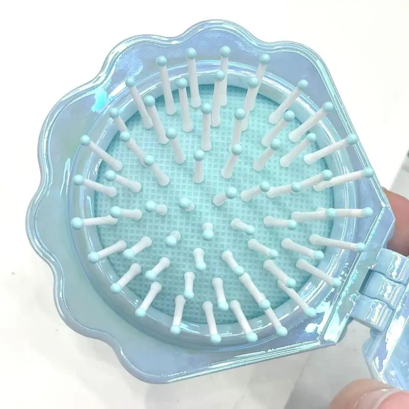. Shells Folding Comb Airbag Hair Brush With Mirror -static Comb Multifunctional Practical Plastic Hair Brushes Combs 261027