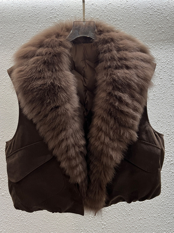 Goose fox fur short down jacket vest women, 2026 autumn and winter new style, loose fit, stylish outerwear for petite individuals - view 5