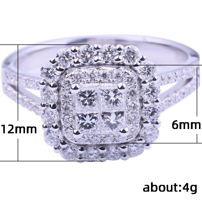 Vintage Court Ring sterling Sier Square Dia cz Promise Engagement Wedding Band Rings For Women Bridal Jewelry - view 4