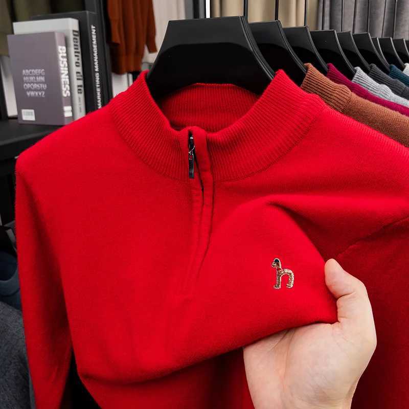 Men's Sweaters Man Long sleeved Knitted Sweater Mock Neck Zipper Exquisite Embroidery Autumn Winter New Pullover Leisure Warmth Sweater H261026 - view 6