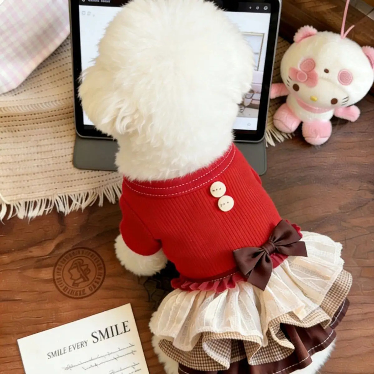 Pet Christmas Autumn Winter Dress Cute Puppy Teddy Dog Princess Dress Soft Warm Small Dog Clothes Outfit For Small Dogs 261027 - view 4