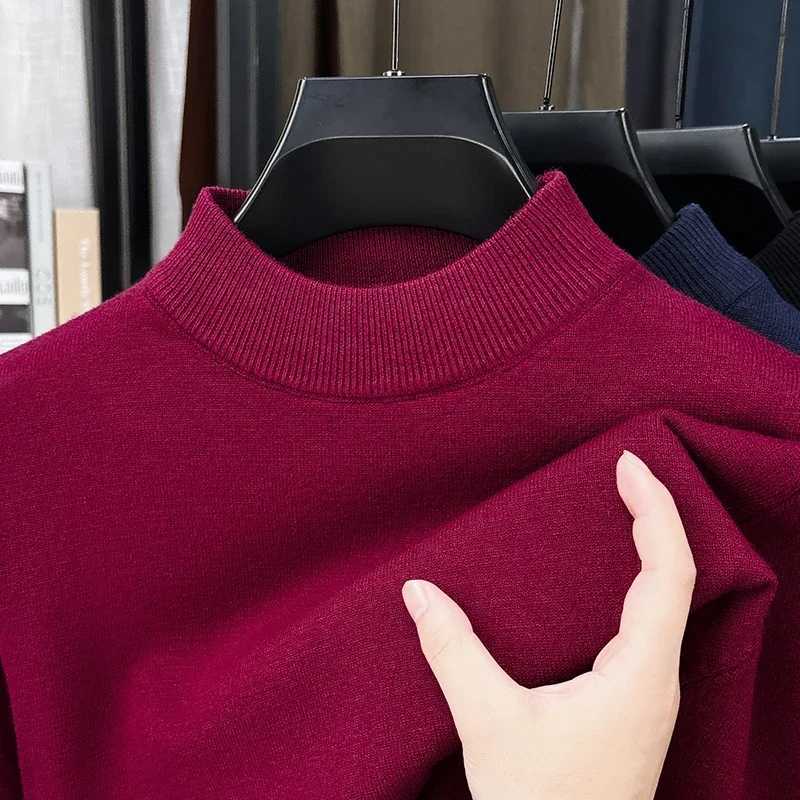Men's Sweaters Soft Knit Men Mock Neck Longsleeve Sweater SolidColor Plain Pullover Casual Business Knitwear for Men H261026 - view 6