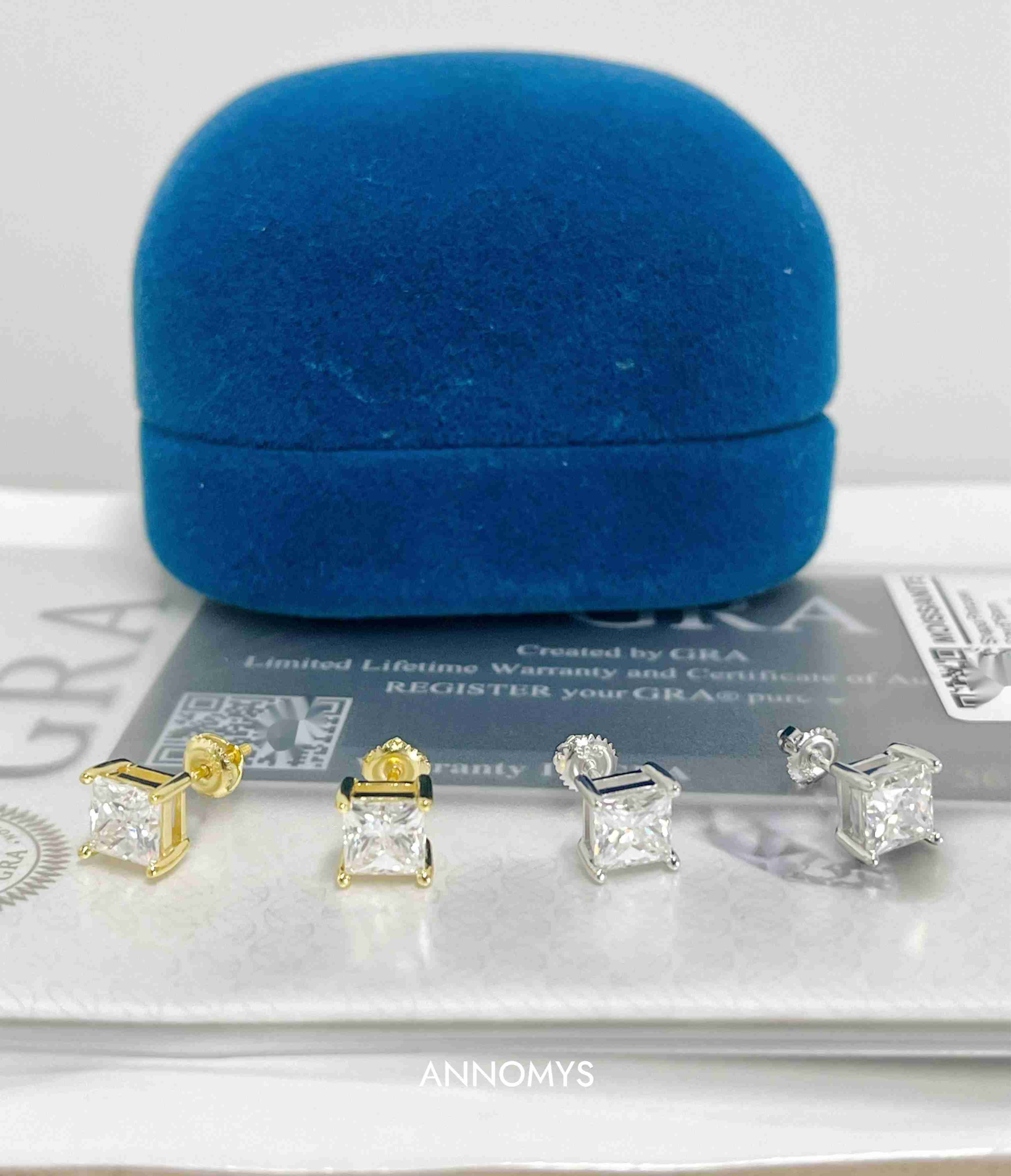 1CT 2CT Princess Cut Stud Earrings for Women S925 Silver with Moissanite diamond Princess Shape GRA Certificate Fine Jewelry - view 5