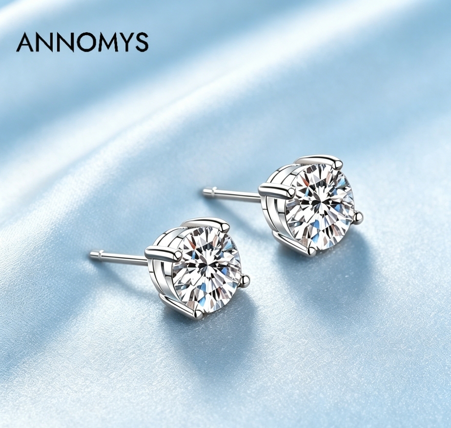 Latest Edition Trendy Moissanite 1-3CT Brilliant Cut Stud Earrings Women S925 Silver Rhodium Plated Claw Setting GRA Certified - view 5