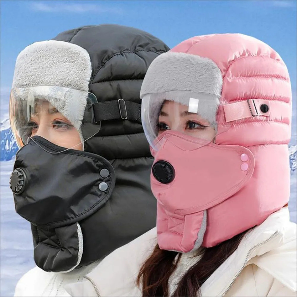 Men's Winter Trapper Trooper Earflap Warm Russian Waterproof Ski Hat Thickened Cap Women Ear Protectors Hats 261022